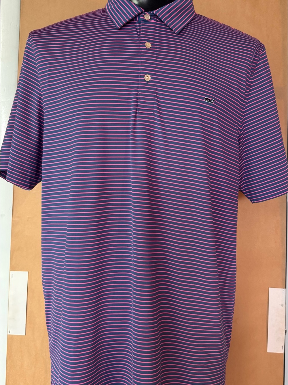 Vineyard Vines Men's Purple & Pink Striped Polo Shirt
